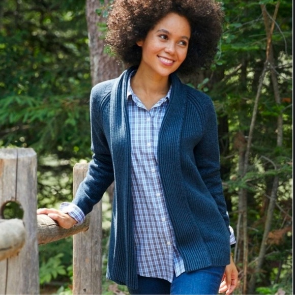 EUC L.L. Bean Shakerstitch Open Front Cardigan Sweater Sz  S Pink Casual Cotton - Picture 1 of 8